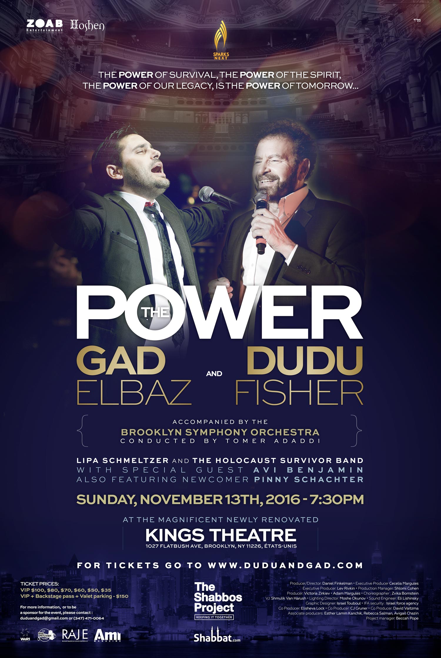 Dudu Fisher and Gad Elbaz 2016 concert poster